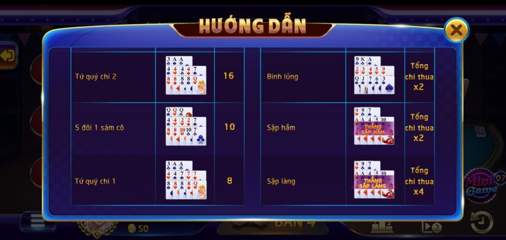 Cách tính điểm bài mậu binh